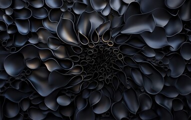 Obraz premium Intricate abstract design featuring dark, flowing shapes creating a mesmerizing visual texture and depth.