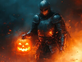 Create an eerie atmosphere with a medieval knight  310 woman, fantasy, warrior, robot, halloween, fire, people, fashion, person, smoke, art, sword, war, soldier, future, battle, gun, science, knight, 