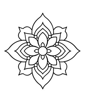simple mandala design for coloring book, relaxing and simple mandala art