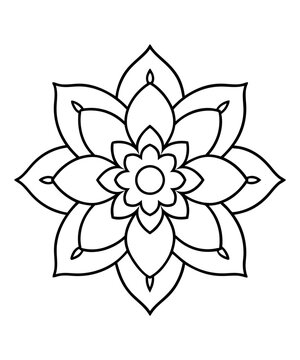 simple mandala design for coloring book, relaxing and simple mandala art
