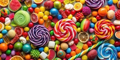 Colorful assortment of different types of candy, sweet, sugary, treats, confectionery, assortment, variety, desserts