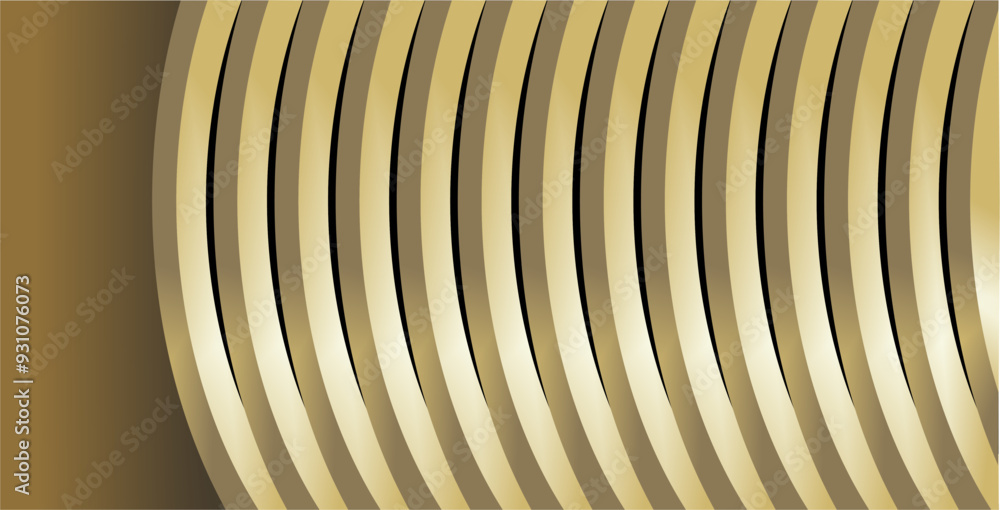 Poster composition of curved lines and planes with gold and brown colors and empty space as background insp
