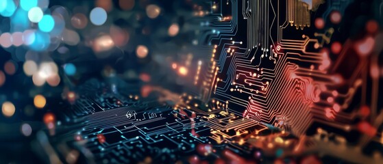 Circuitry with complex design, background, Generative AI