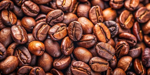 Fototapeta premium Close-up of freshly roasted coffee beans , aromatic, dark roast, espresso, caffeine, artisan, gourmet, beans, coffeehouse