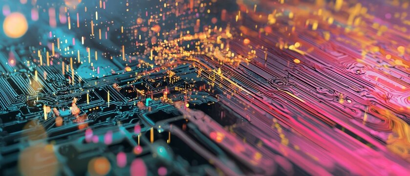 Circuitry with overlapping lines, background, Generative AI