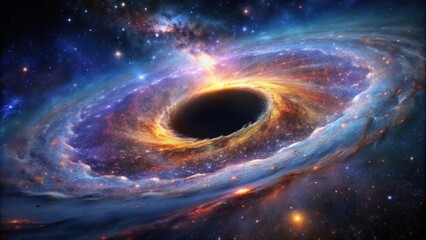 Obraz premium A stunning image of a galaxy with a black hole in deep space, Galaxy, Black hole, Space, Deep, Exploration, Universe