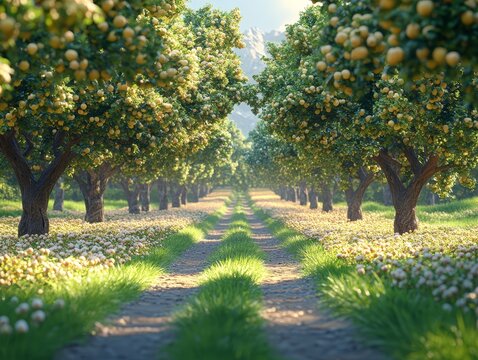 Walnut grove with trees full of ripe walnuts ready 002 tree, nature, park, spring, forest, trees, grass, landscape, garden, path, flower, summer, flowers, autumn, leaf, sky, plant, meadow, road, outdo