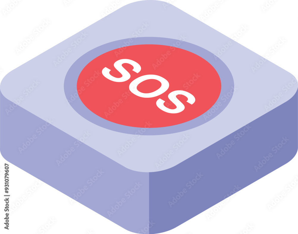 Poster red sos button is waiting to be pressed in case of emergency