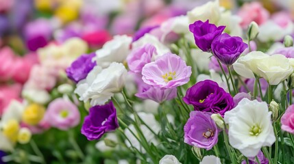 Obraz premium A Colorful Bouquet of Lisianthus Flowers