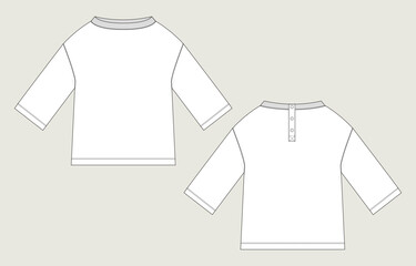 Naklejka premium Long sleeve t shirt tops technical drawing fashion flat sketch vector illustration template for kids
