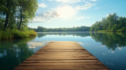 Peaceful Lake View with Wooden Dock