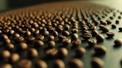 Obraz premium Close up of Roasted Coffee Beans on Dark Background