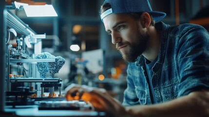 Designer fine-tuning a 3D model before printing, focusing on the customization and creativity in the 3D printing process.