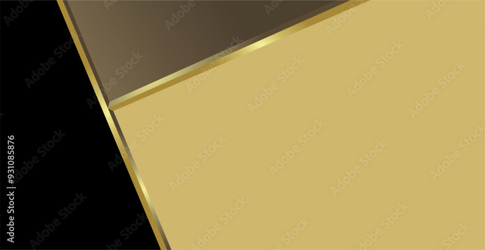 Poster composition of diagonal lines and planes with gold and brown colors and empty space as background in