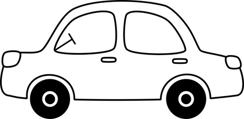 Cute car transportation doodle line art for kids coloring page