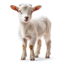Obraz premium Portrait of a goat full body standing front view i 488 goat, animal, farm, grass, white, mammal, agriculture, animals, meadow, nature, sheep, domestic, farming, green, rural, livestock, lamb, kid, ba