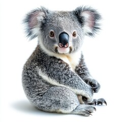 Obraz premium Portrait of a koala full body standing front view 455 koala, australia, animal, bear, marsupial, tree, wildlife, nature, mammal, eucalyptus, wild, zoo, australian, fur, cute, koala bear, baby, phasc