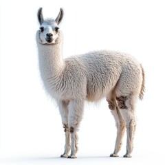 Obraz premium Portrait of a llama full body standing front view 446 llama, animal, alpaca, lama, mammal, nature, fur, farm, wool, wildlife, wild, animals, zoo, brown, head, baby, portrait, white, guanaco, peru, h