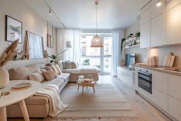 Modern house interior of a room with a window and bed