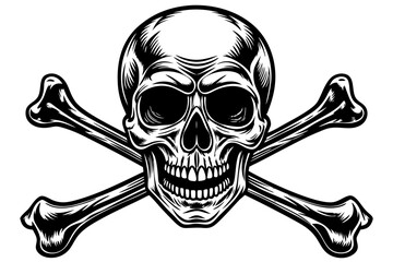 Vintage Skull and Crossbones Sign vector illustration