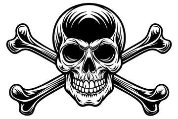 Vintage Skull and Crossbones Sign vector illustration