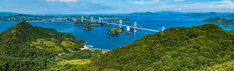 しまなみ海道_亀老山展望台より来島海峡大橋と瀬戸内海の島々