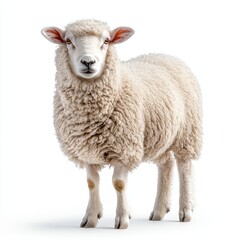 Portrait of a sheep full body standing front view   381 sheep, animal, lamb, wool, farm, white, grass, mammal, field, cute, agriculture, livestock, green, nature, ewe, farm animal, spring, farming, po