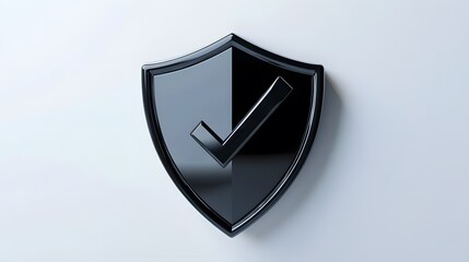 cartoon 3d Icon safety shield check mark perspective . black symbol security safety icon. Checkmark...