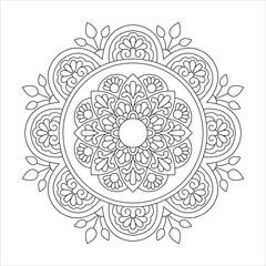 Doodle zen tangle design rounded mandala for Coloring book page