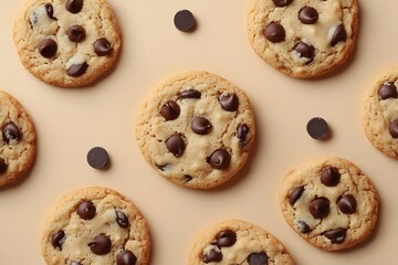 Chocolate chip cookies background