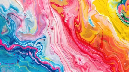 Obraz premium Abstract marbled acrylic paint ink with colorful background and bold wave textures.