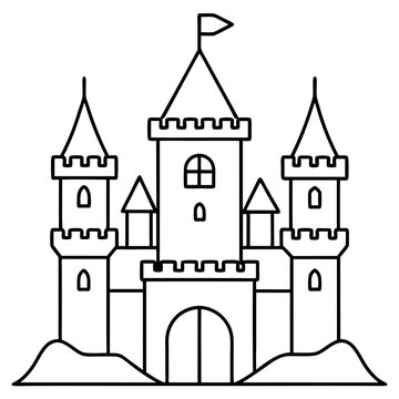 recommend clip art: Castle line art vector