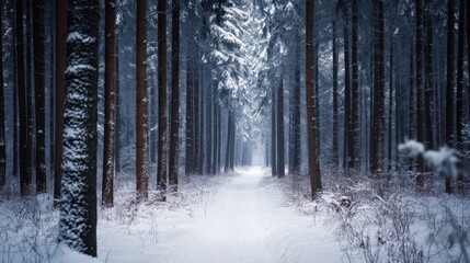 Snowy Forest Path