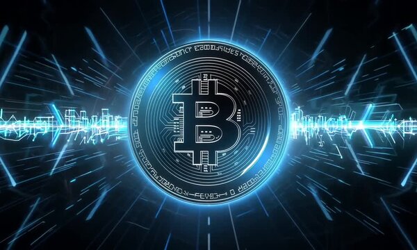 bitcoin with futuristic on background