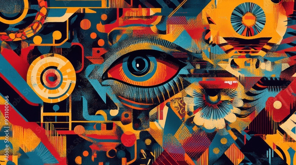 Poster abstract eye with geometric patterns