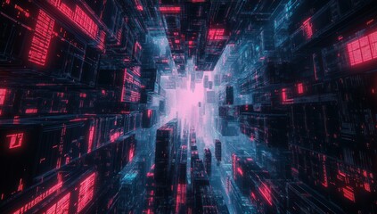 Obraz premium Digital Cityscape: An Abstract Perspective of a Futuristic City