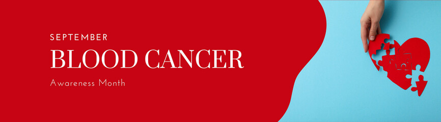 September, blood cancer awareness month, design on a red background.