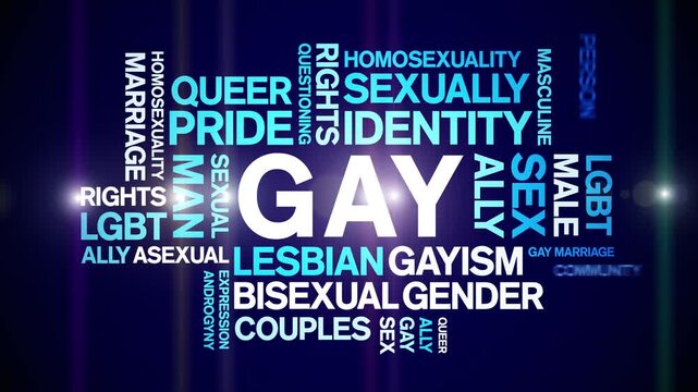 Gay animated word cloud;text design animation tag kinetic typography seamless loop.