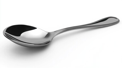 Shiny Teaspoon on White Background