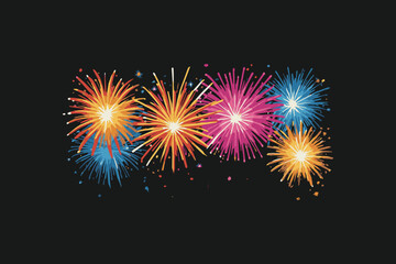 Illustration of colorful fireworks against the dark sky