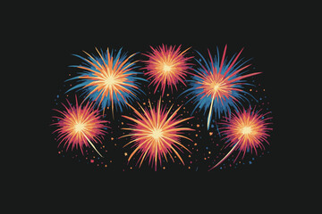 Fototapeta premium vector brightly colorful fireworks on the dark background 
