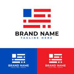 USA flag with binary code or morse code symbol icon flat logo stock vector design © Karyalogo