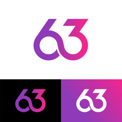 Number 63 years loop connection infinity anniversary ceremony 65 th symbol icon flat logo stock vector design © Karyalogo