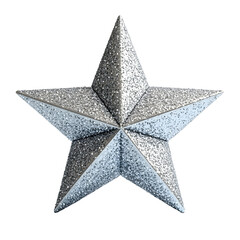 Obraz premium Metallic 3D Star Object for Decorative Winter Landscape on Plain White Background Transparent PNG 