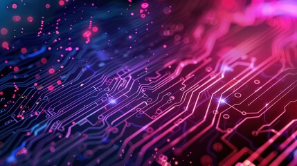Abstract Circuitry with Glowing Lines and Particles