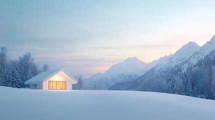Modern living room with a stunning mountain view.