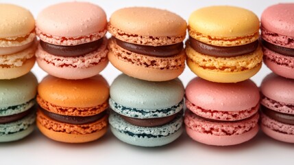 Fototapeta premium A stack of colorful macarons isolated on white bac 234 macaroon, food, dessert, macaron, french, sweet, cake, macaroons, biscuit, colorful, cookie, isolated, snack, pink, delicious, white, color, pas