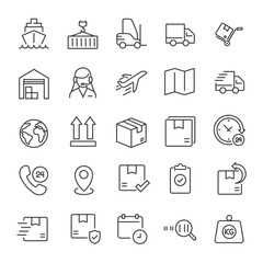 Delivery thin line icons collection. Editable stroke. For website marketing design, logo, app, template, ui, etc. Vector illustration.