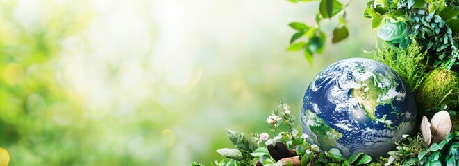 Ecology banner with empty copyspace. The study of the relationships between living organisms, including humans, and their physical environment