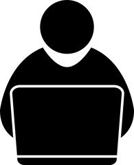 Man with laptop icon working office concept for your web design, logo, UI. illustration